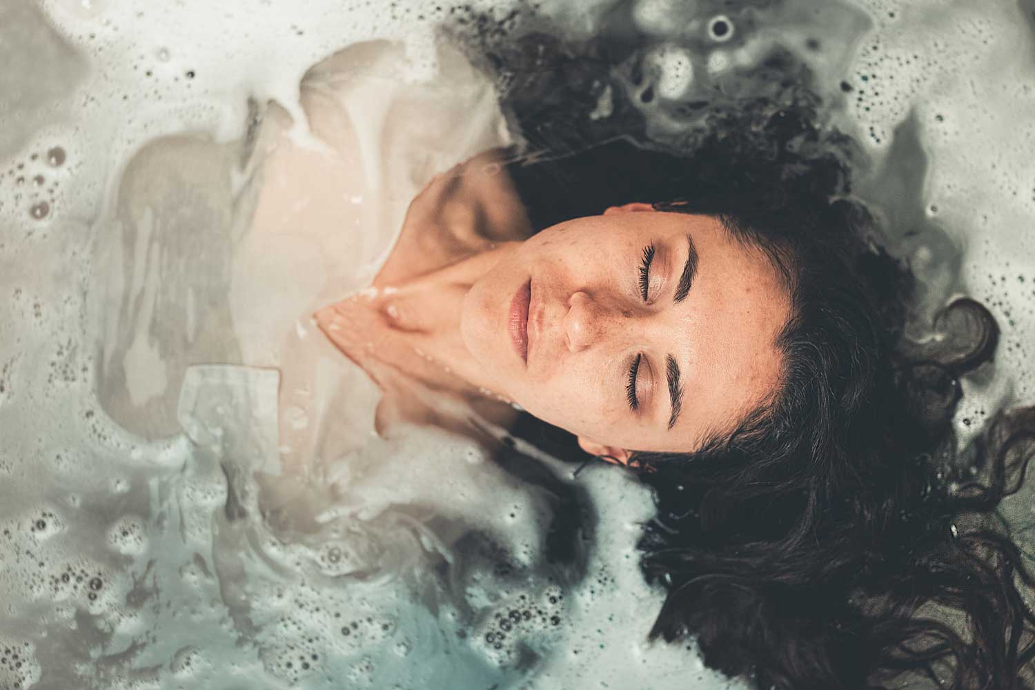 Woman floating peacefully